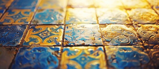 Fototapeta na wymiar Antique Tiles with Blurred Background.