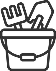 砂場セットのアイコン（線画）のイラスト