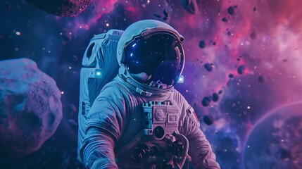 Fototapeta premium astronaut in space generative ai