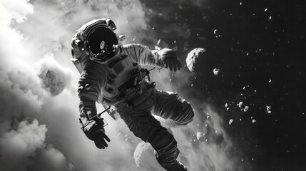 Fototapeta premium astronaut in space generative ai