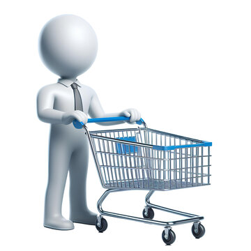 3d person with shopping cart