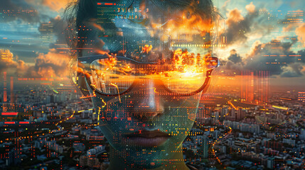 Techno-Hacker, Data Encryption, Master Manipulator of Information, Unleashing Chaos in the Cybernetic Battlefield Photography, Golden Hour, HDR - obrazy, fototapety, plakaty