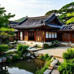 Fototapeta premium Traditional oriental house, elegant and stylish house