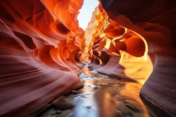 Gordijnen A river flowing through a canyon, carving a beautiful natural landscape © Yuchen Dong