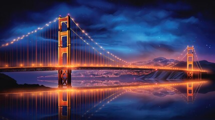Fototapeta na wymiar Golden Gate Bridge at night, a mesmerizing sight for photography enthusiasts