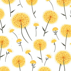 Seamless dandelions pattern vector illustration fla