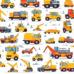 Seamless pattern design with industrial vehicles 