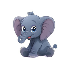 Obraz premium smiling cartoon cute little elephant isolated on transparent background.