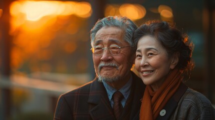 As the golden hues of sunset embrace the horizon, radiant smiles adorn the weathered faces of elderly individuals, exuding tranquility and contentment, embodying mental health and wellness.

