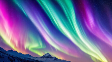"Abstract cosmic aurora borealis - Ribbons of shimmering light dance across the night sky in a mesmerizing display of color and movement, evoking the beauty of the northern lights, suitable for space-