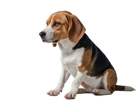portrait of Beagle dog on transparent background.