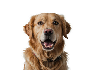 portrait of golden retriever dog on transparent background.