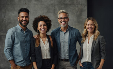 portrait of a successful, business people group in casuals at office - obrazy, fototapety, plakaty