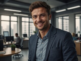 Fototapeta premium happy business man in casuals at office
