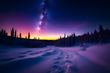 winter landscape,Star,sky
