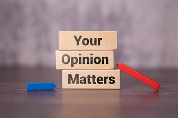 Your opinion matters - words from wooden blocks