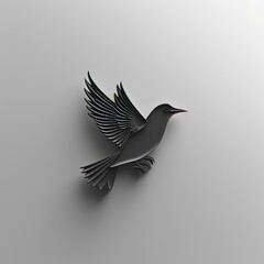 Elegant Black Bird in Flight Silhouette Art