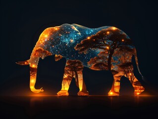 Celestial Elephant with African Savanna Overlay