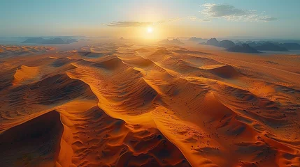 Zelfklevend Fotobehang Desert landscape with dunes and a beautiful sunset. © Eliz