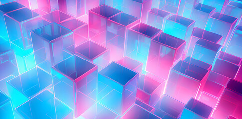 Modern geometric cubes vibrant pattern. Futuristic high-tech metallic texture abstract background...
