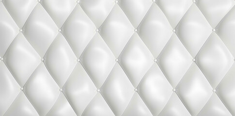 Naklejka premium Seamless subtle white diamond tufted upholstery pattern transparent background texture overlay. Abstract soft puffy quilted sofa cushions or headboard displacement, bump or height map