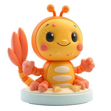 3d icon clay render,3d blender render,cartoon style obster tail:8 with drawn butter on dish, ISOLATED ON WHITE BACKGROUND