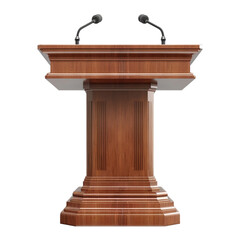 podium with microphone on white transparent background