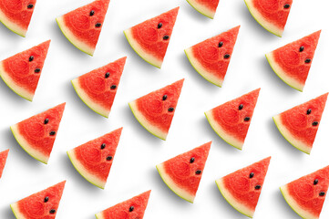 Watermelon pattern slices on white background. - 761889637