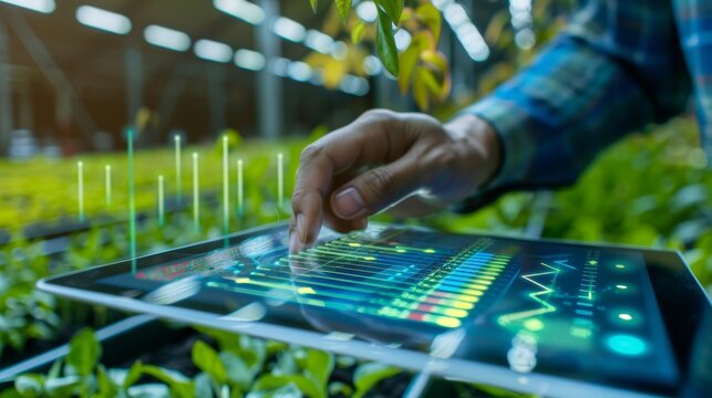 Global Agriculture in the Digital Age Analyzing Market Trends and Trade Data on a Tablet