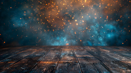 a glitter sparkles fireworks explosion background, a journey through space and time, on warm wood floor, warm burnt umber and slate blue color gradient