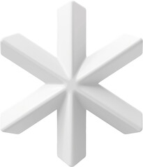 white 3d asterisk symbol on a white background.