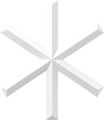 white 3d asterisk symbol on a white background.