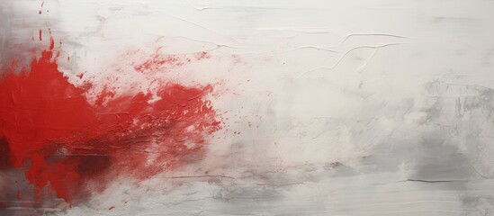 Red paint smudges on a white and gray background texture
