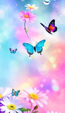 butterflies and flowers background 