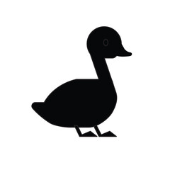 Duck black silhouette icon isolated on white background. Vector illustration.