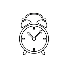 Alarm clock line icon isolated on white background. Vector illustration.