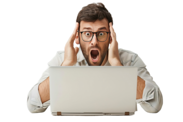 Man Shock While Check Laptop