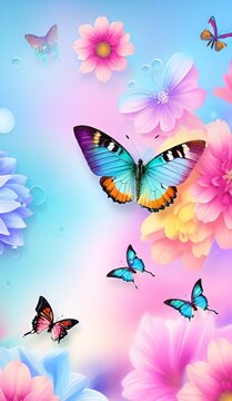 butterflies and flowers background 