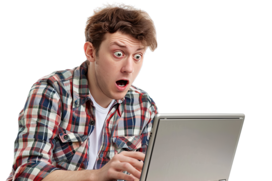 Man Shock While Check Laptop