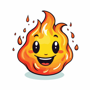Smile face emoji and fire illustration for t-shirt