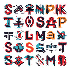 Street art Fashion font alphabet. Modern urban font