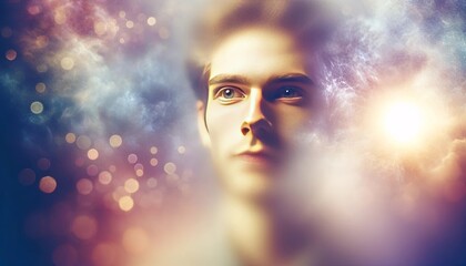 Soft Focus Male Portrait with Cosmic Background