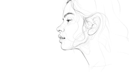 Detailed Sketch of Woman's Profile