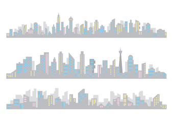 Naklejka premium 街並みイラストのバナー.