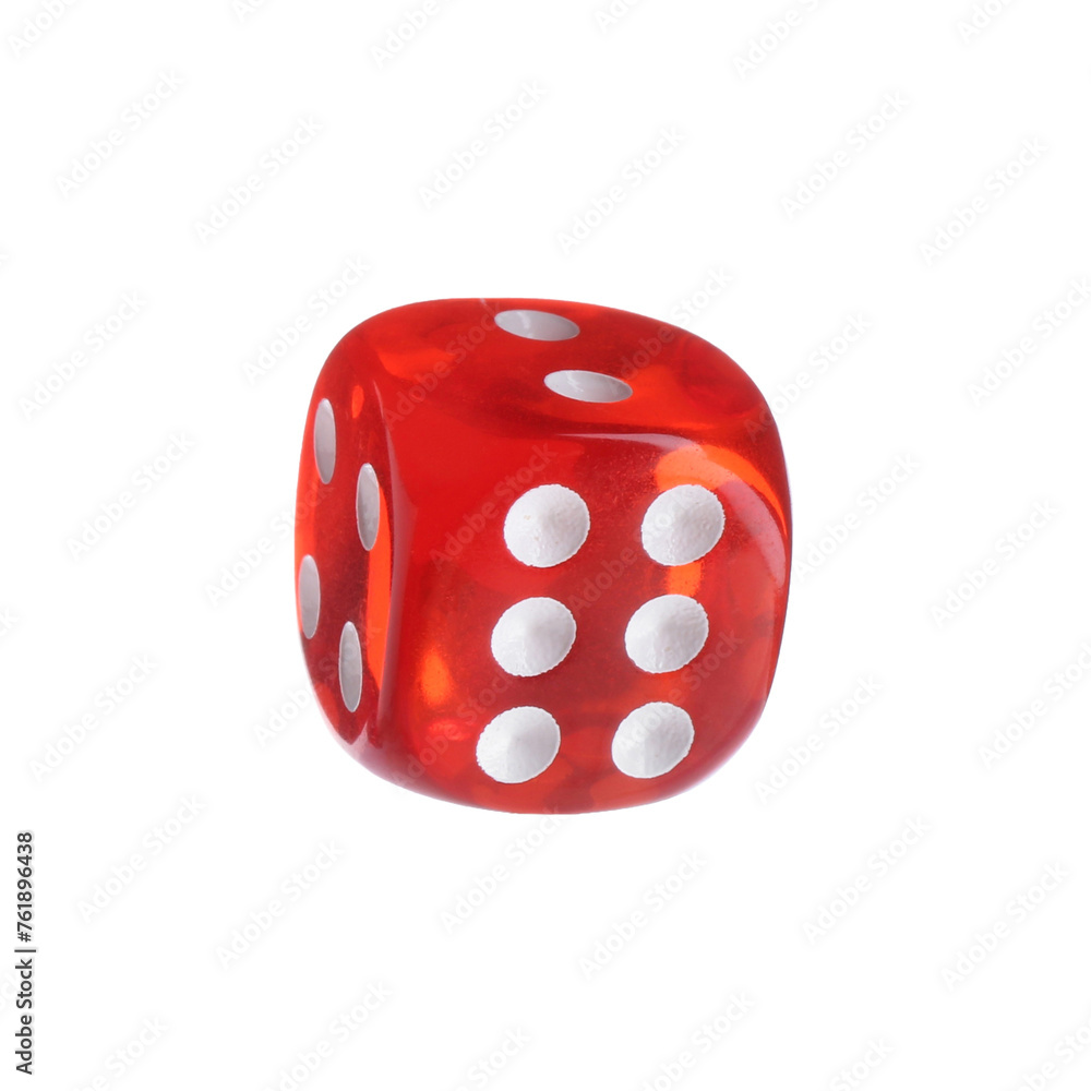 Wall mural one red game dice isolated on white