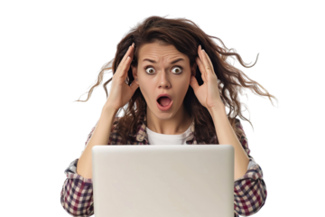 woman shock read article