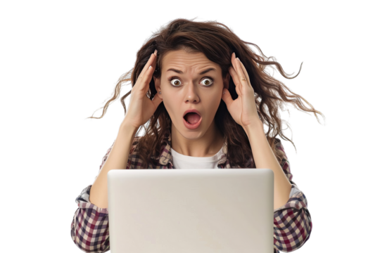 woman shock read article