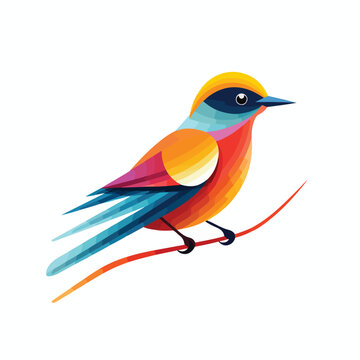 Stylized image of a bird flat vector illustration 