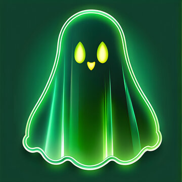 Emerald Ectoplasm: Exploring the Artistry of Green Neon Ghost Icons(Generative AI)