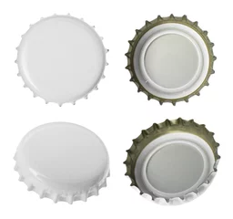 Foto op Plexiglas Beer bottle cap isolated on white, different sides © New Africa